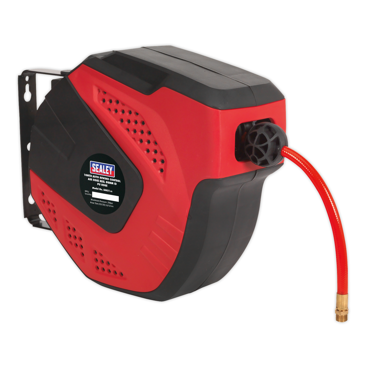 Sealey 10m Auto-Rewind Control Air Hose Reel Ø8mm ID - PU Hose SA821