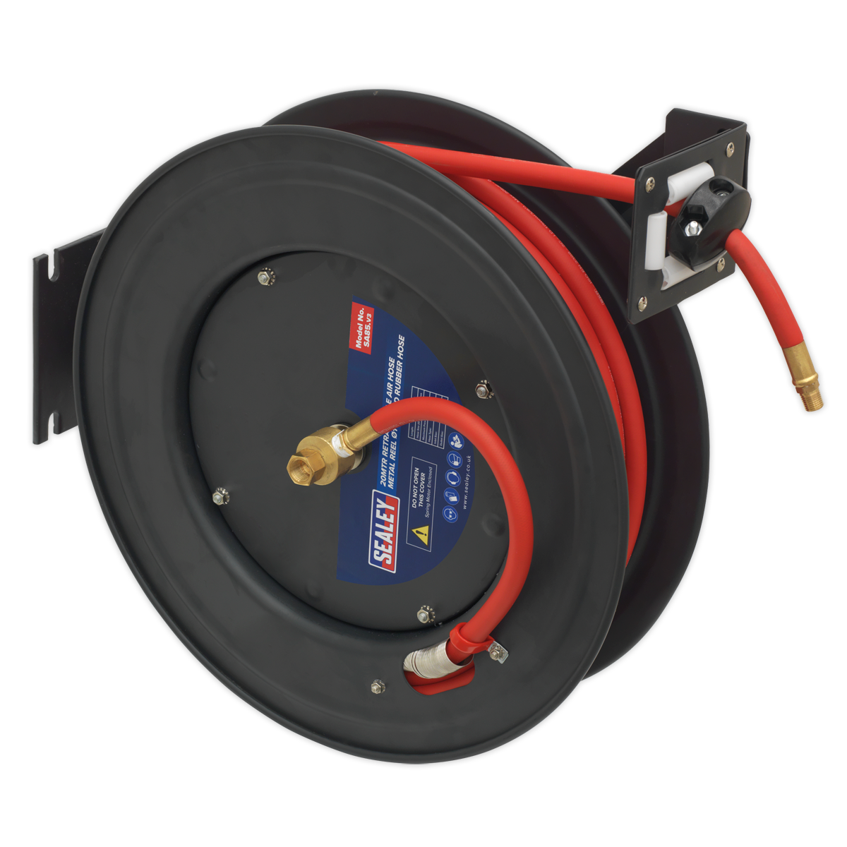 Sealey 20m Retractable Air Hose Metal Reel Ø10mm ID Rubber Hose SA85