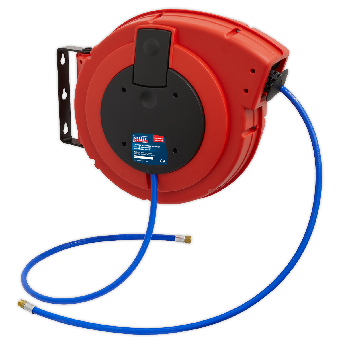 Sealey 10m Retractable Air Hose Reel HD Mechanism Ø10mm ID PU Hose SA895