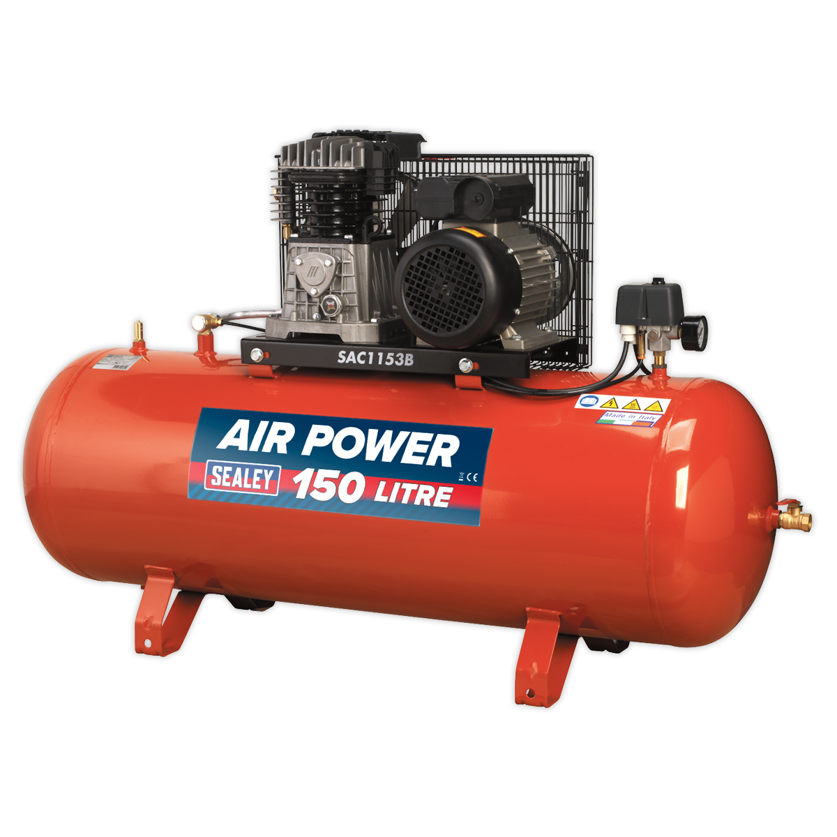 Sealey 150L Belt Drive Air Compressor 3hp with Cast Cylinders SAC1153B