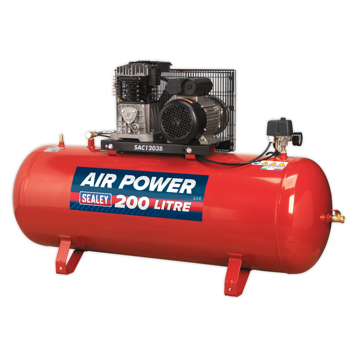 Sealey 200L Belt Drive Air Compressor 3hp with Cast Cylinders SAC1203B