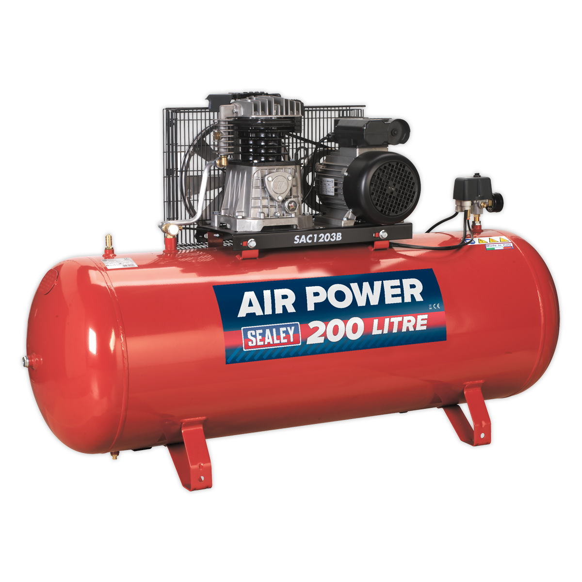 Sealey 200L Belt Drive Air Compressor 3hp with Cast Cylinders SAC1203B