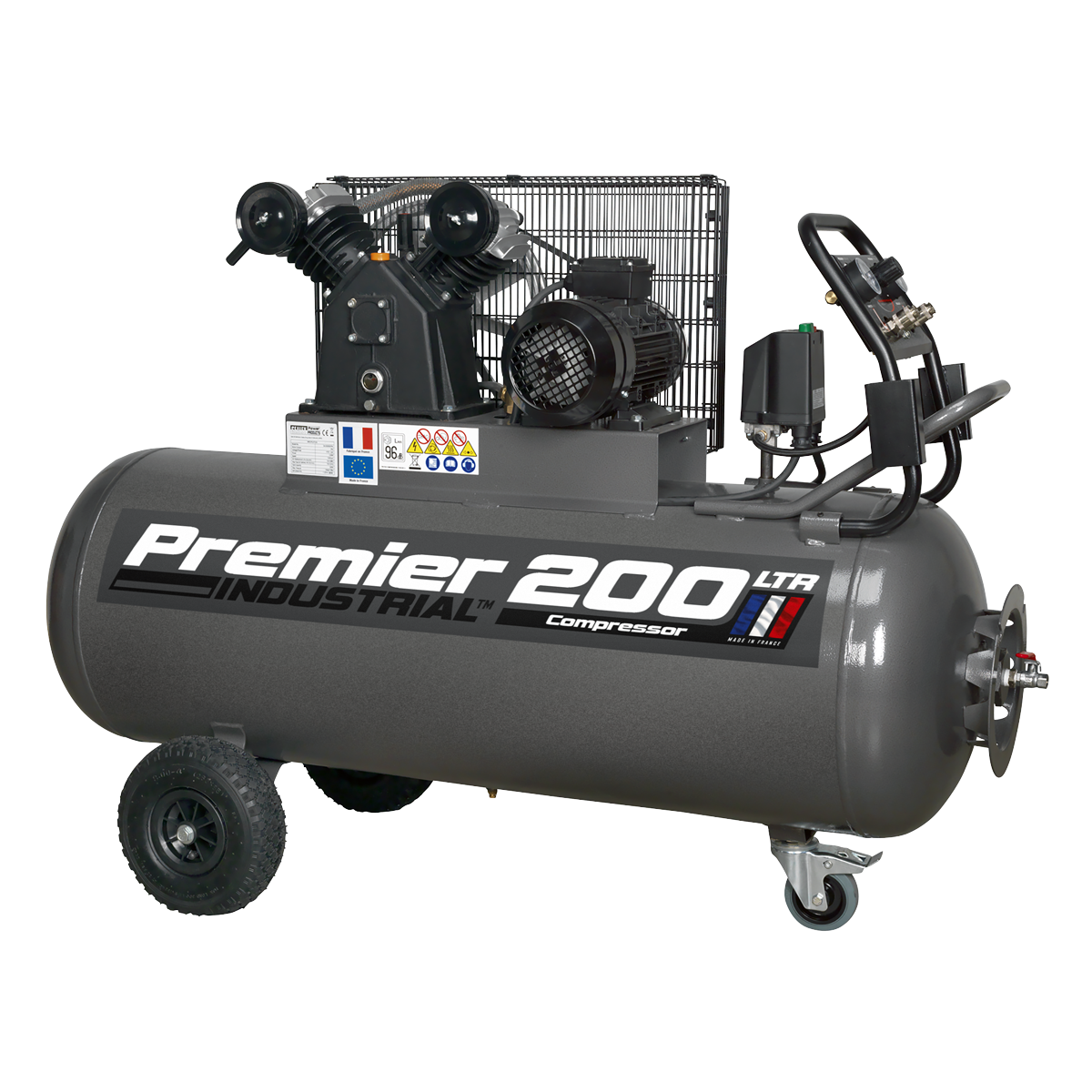 Sealey 200L Belt Drive Air Compressor 3hp with Front Control Panel 415V 3ph SAC3203B3PH