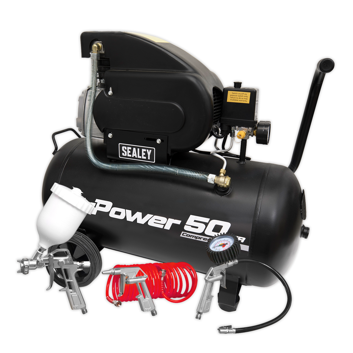 Sealey 50L Direct Drive Air Compressor 2hp with 4pc Air Accessory Kit SAC5020APK