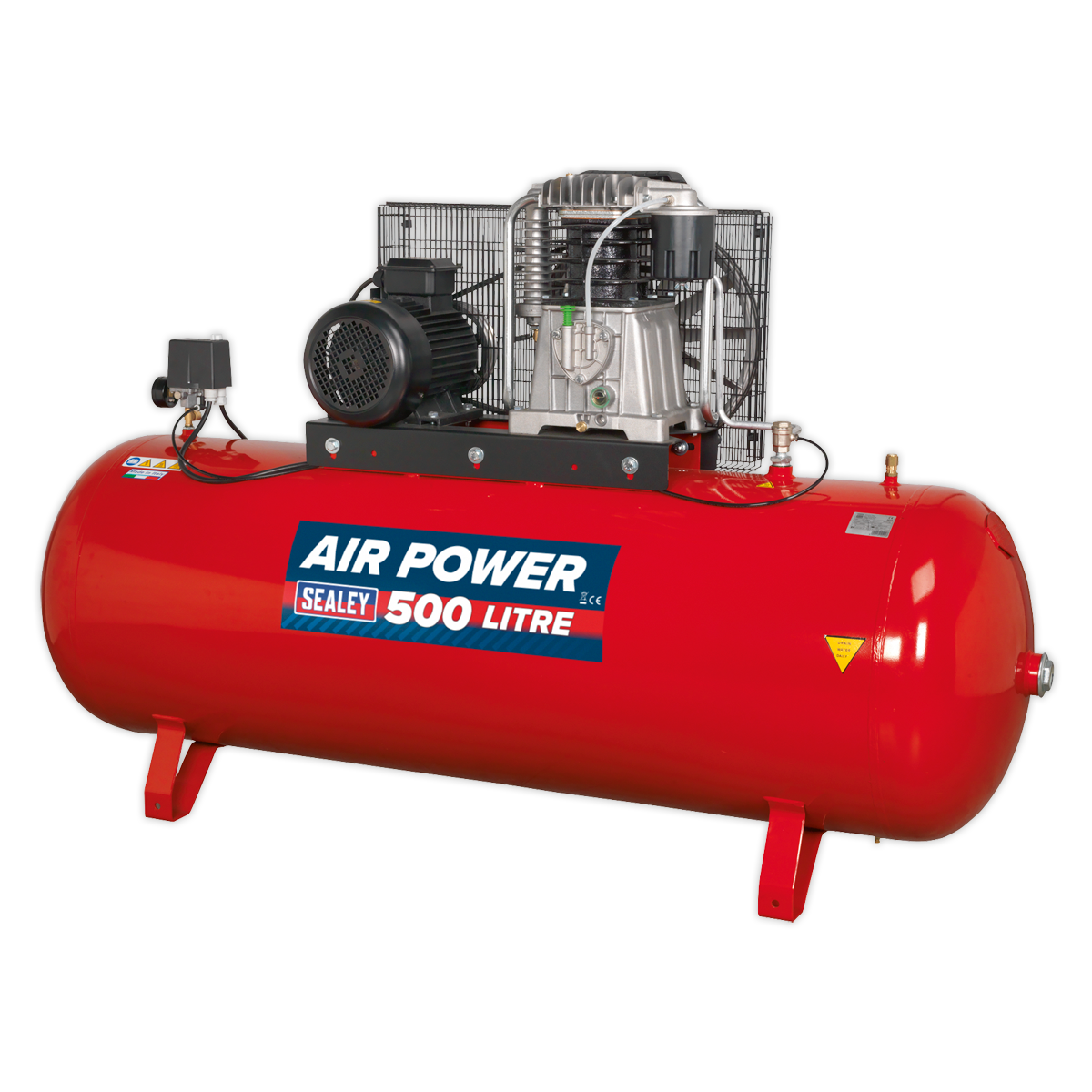 Sealey 500L Belt Drive Air Compressor 7.5hp 3ph 2-Stage with Cast Cylinders SAC55075B