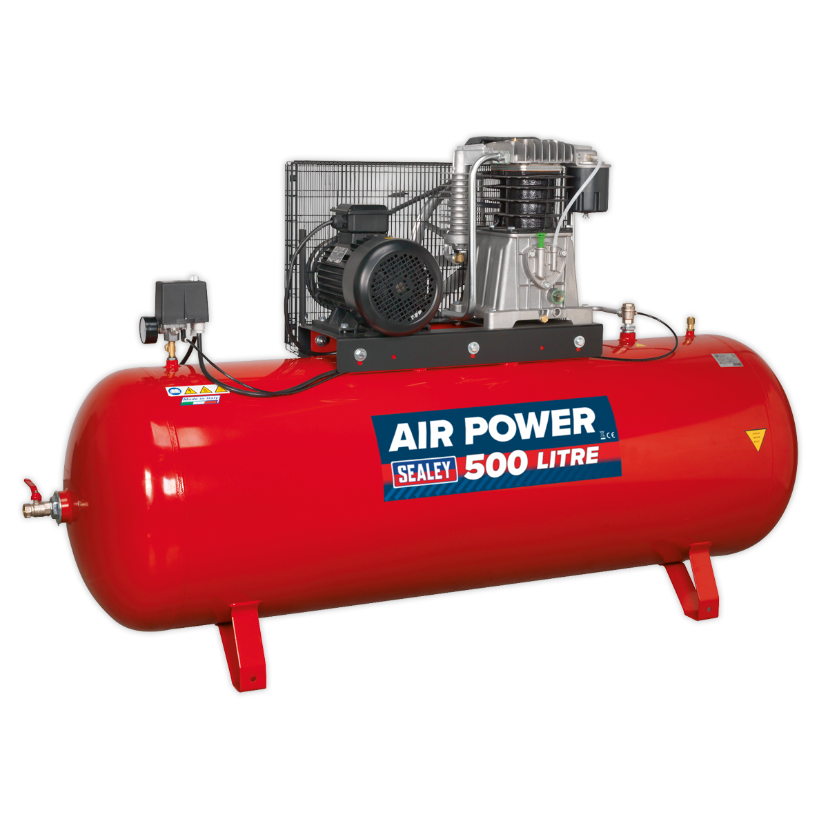 Sealey 500L Belt Drive Air Compressor 7.5hp 3ph 2-Stage with Cast Cylinders SAC55075B