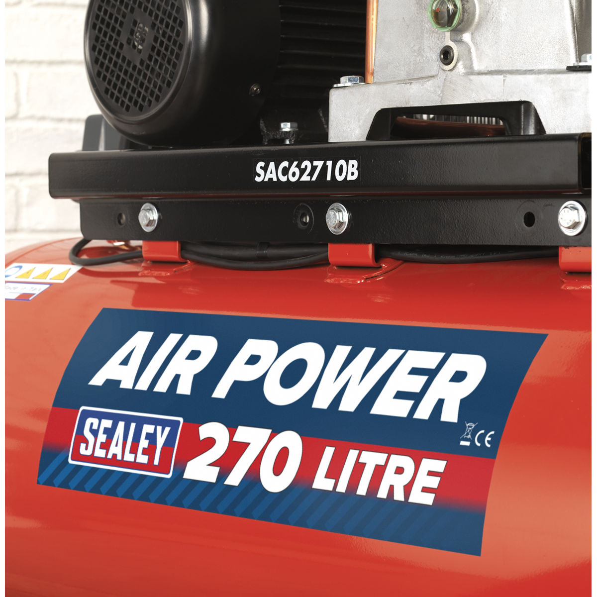 Sealey 270L Belt Drive Air Compressor 10hp 3ph 2-Stage with Cast Cylinders SAC62710B