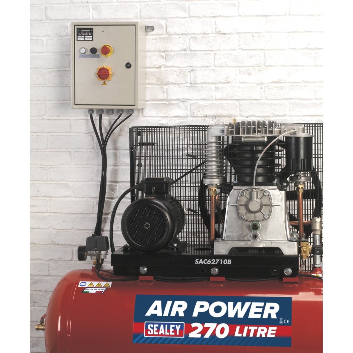 Sealey 270L Belt Drive Air Compressor 10hp 3ph 2-Stage with Cast Cylinders SAC62710B