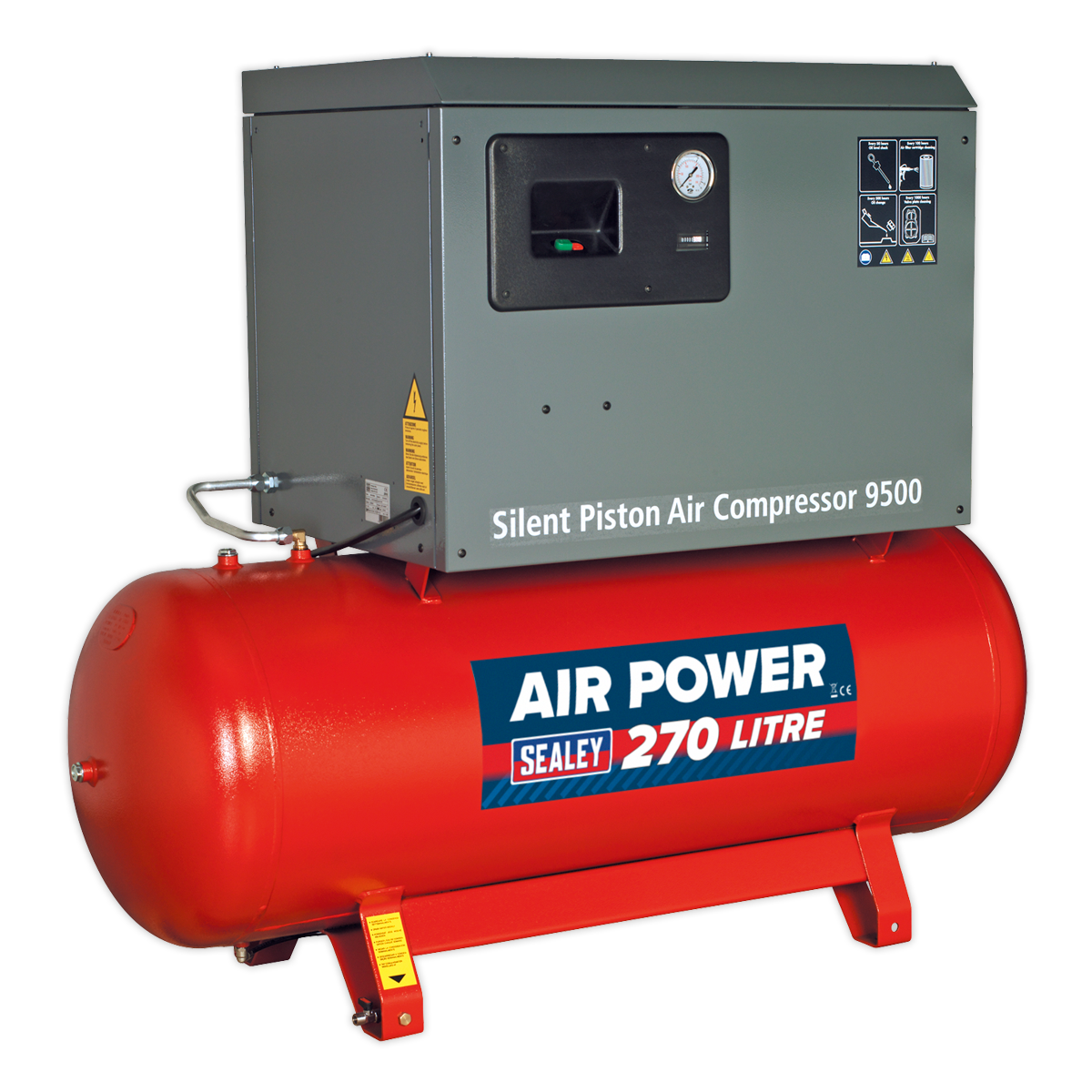 Sealey 270L Belt Drive Compressor 7.5hp 3ph 2-Stage with Cast Cylinders Low Noise SAC72775BLN