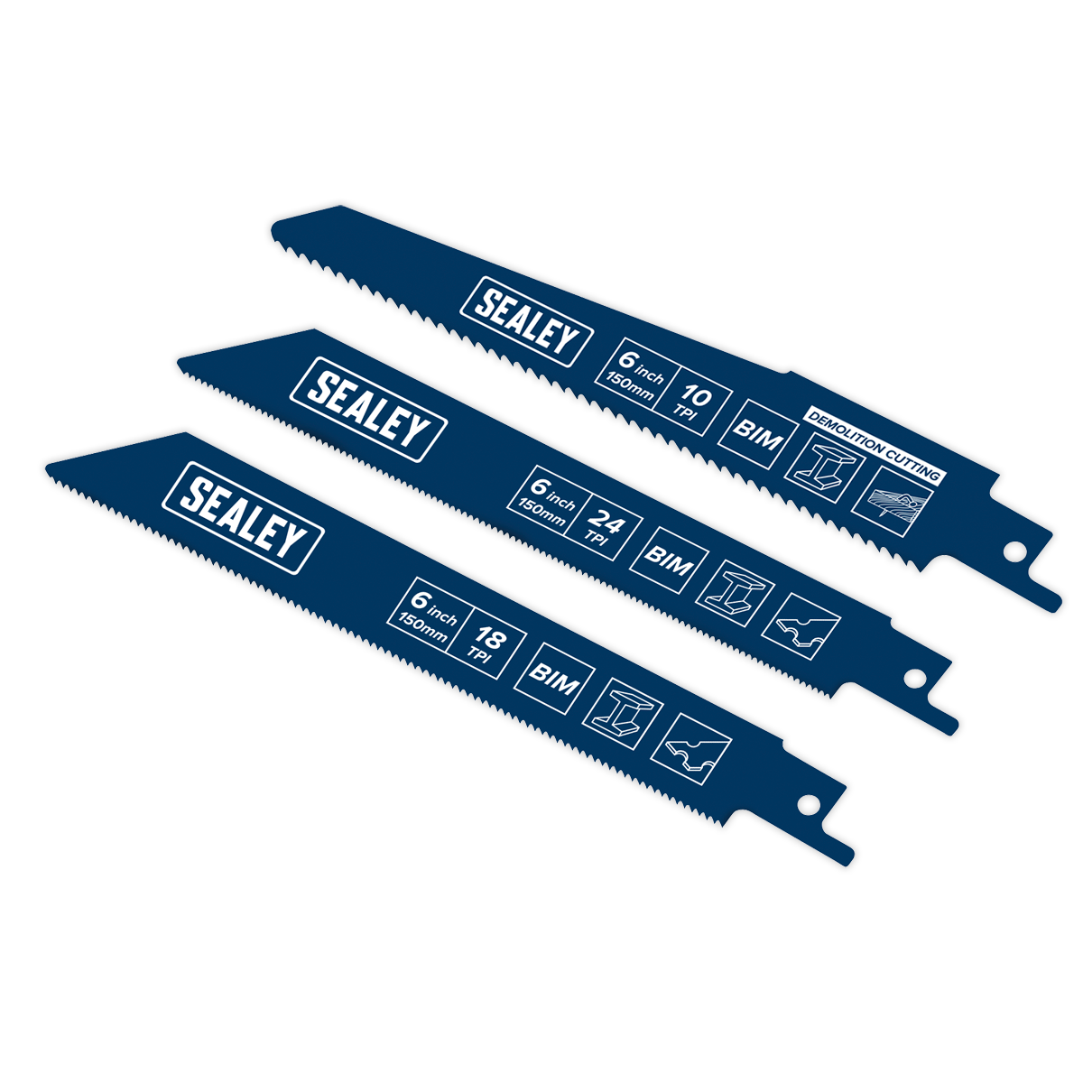 Sealey 3pc Reciprocating Saw Blade Set 150mm SBS3150