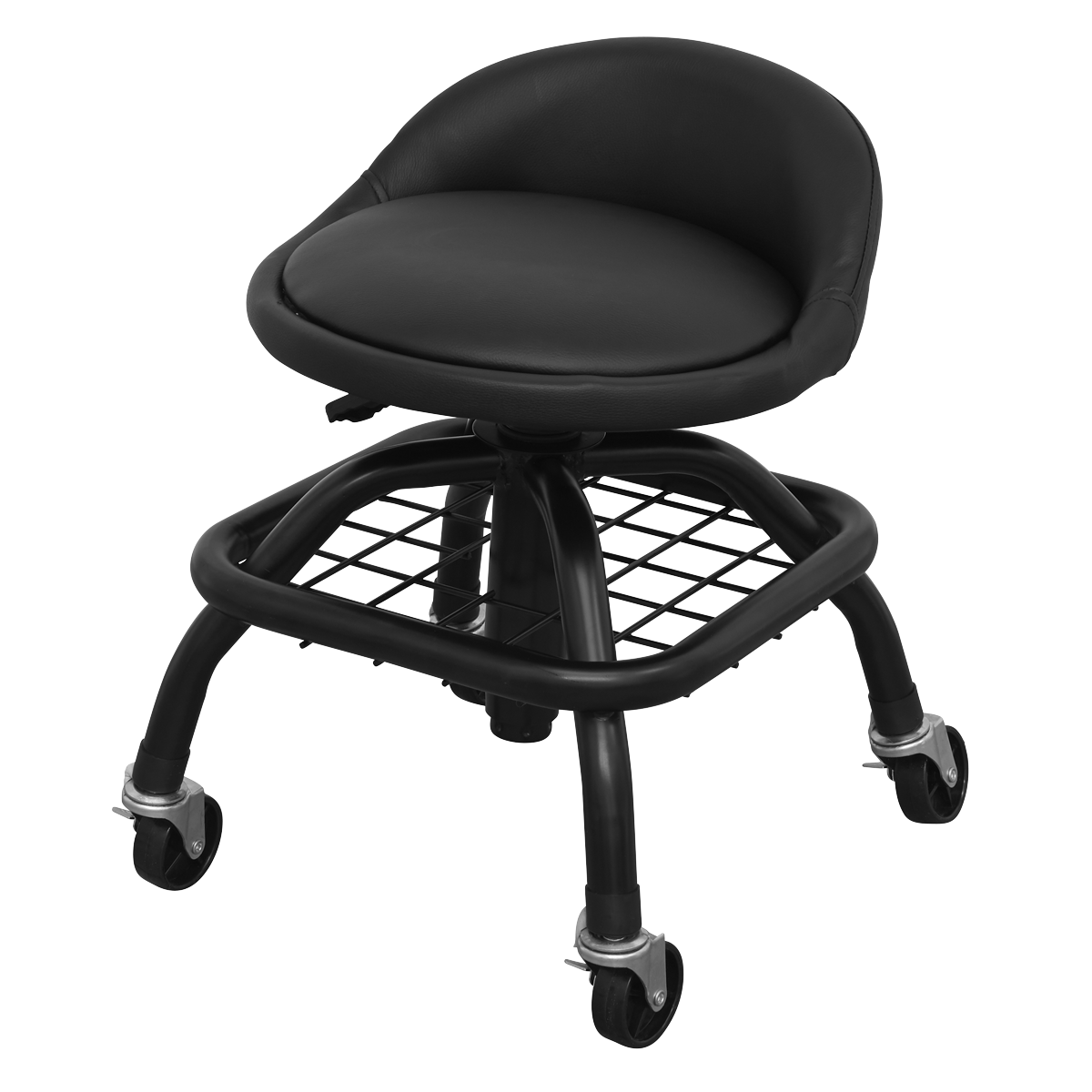 Sealey Pneumatic Creeper Stool with Adjustable Height Swivel Seat & Back Rest SCR02B
