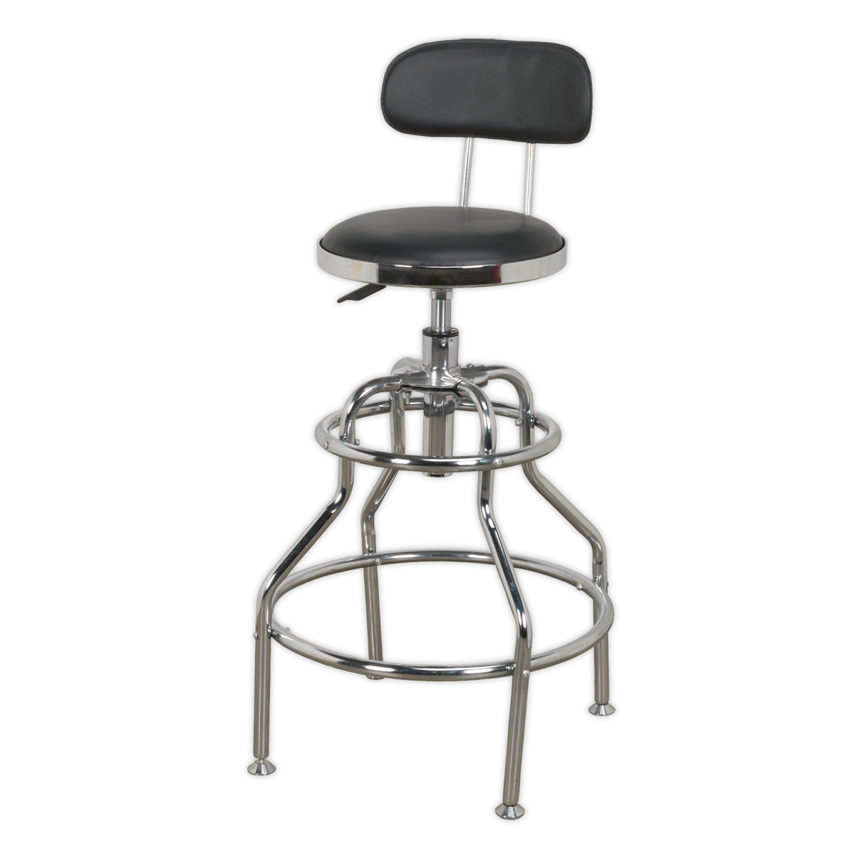 Sealey Pneumatic Workshop Stool with Adjustable Height Swivel Seat & Back Rest SCR14