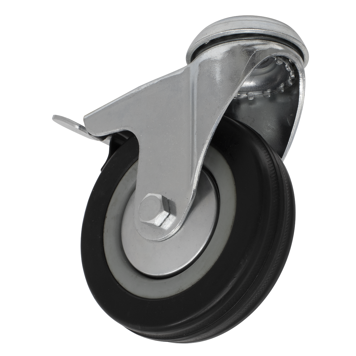 Sealey Ø100mm Castor Wheel Bolt Hole Swivel with Brake SCW1100SBL