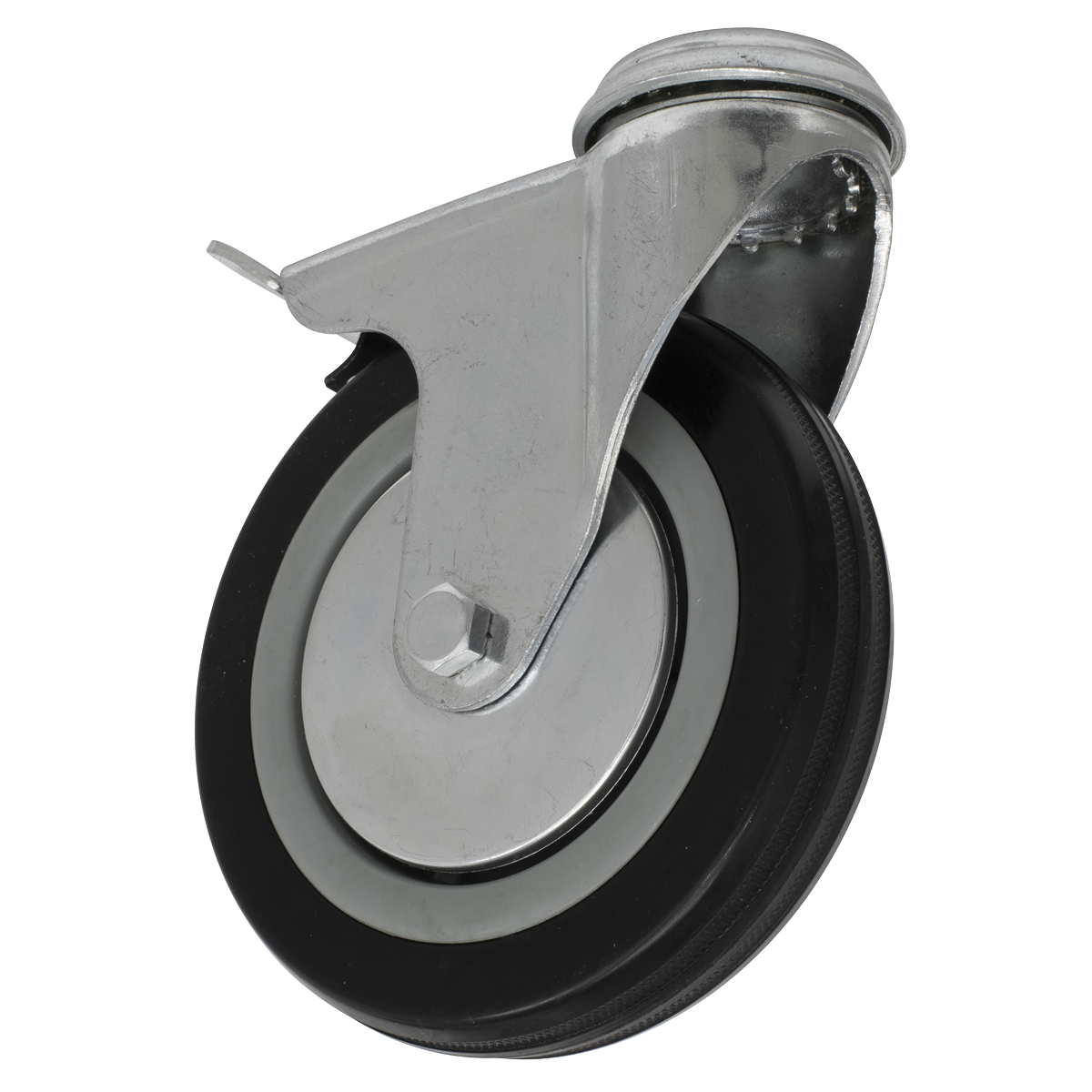 Sealey Ø125mm Castor Wheel Bolt Hole Swivel with Brake SCW1125SBL