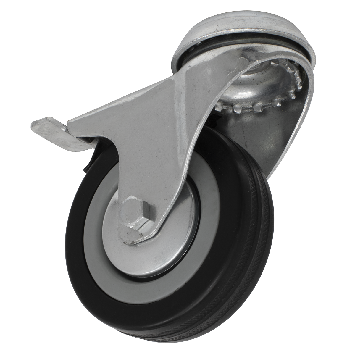 Sealey Ø75mm Castor Wheel Bolt Hole Swivel with Brake SCW175SBL