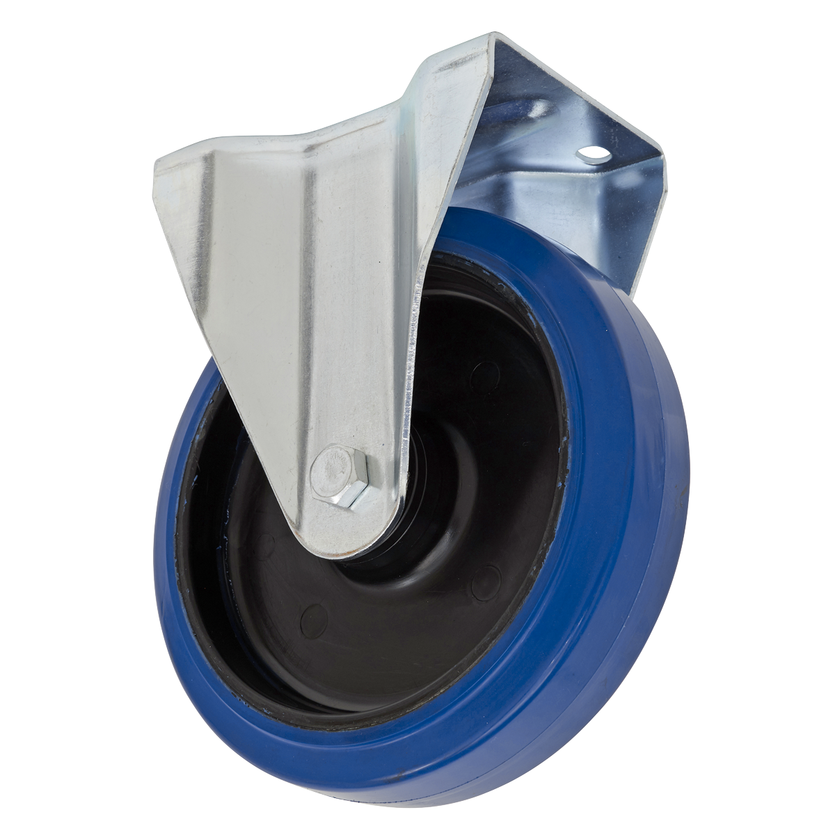 Sealey Ø160mm Heavy-Duty Blue Elastic Rubber Fixed Castor Wheel - Trade SCW3160FPEM