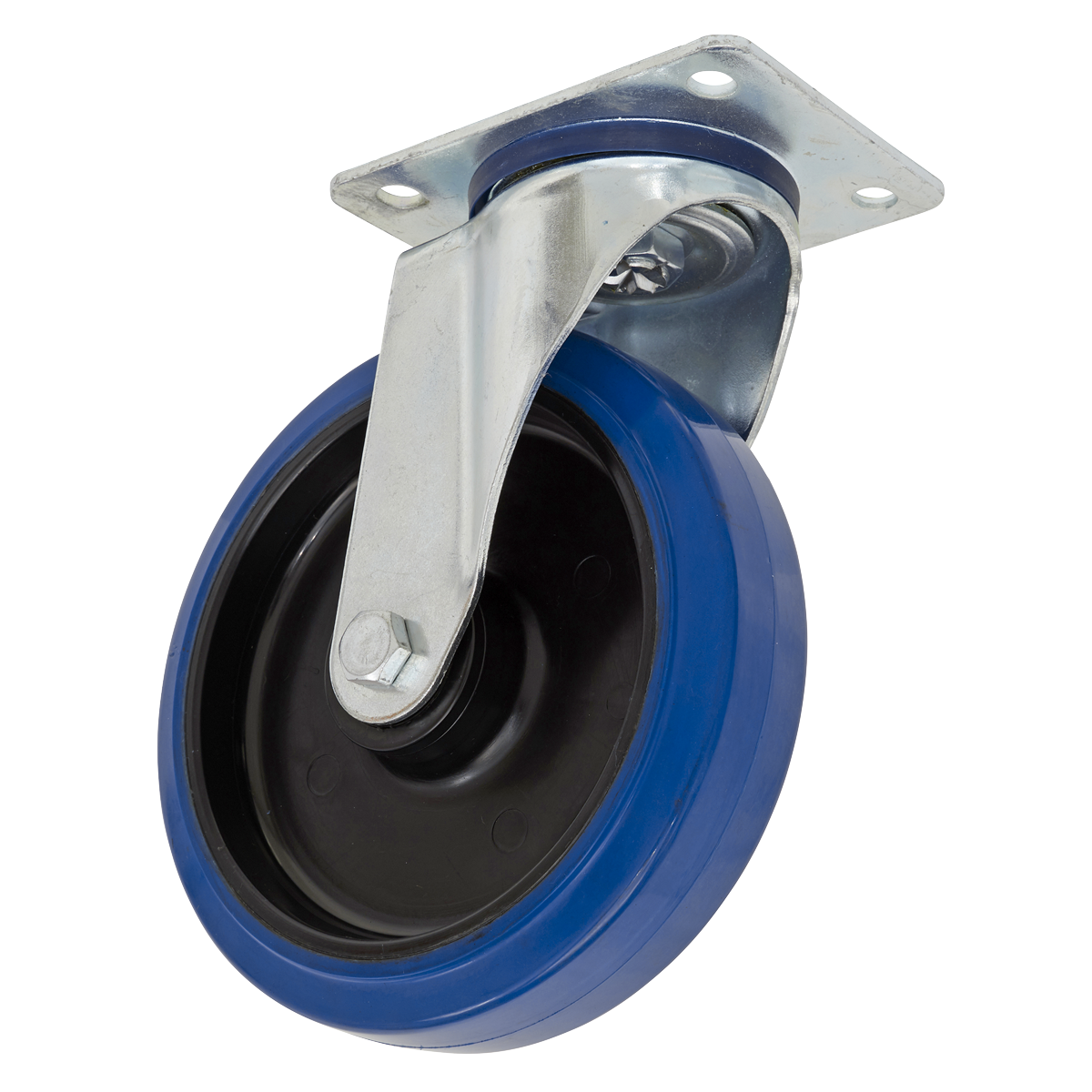 Sealey Ø160mm Heavy-Duty Blue Elastic Rubber Swivel Castor Wheel - Trade SCW3160SPEM