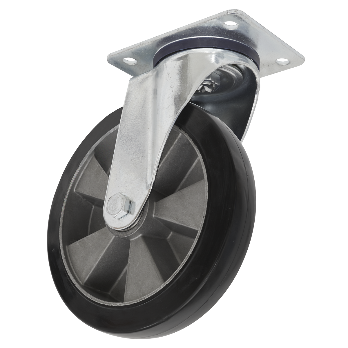 Sealey Ø200mm Heavy-Duty Rubber Castor Wheel Swivel - Trade SCW5200SPEM