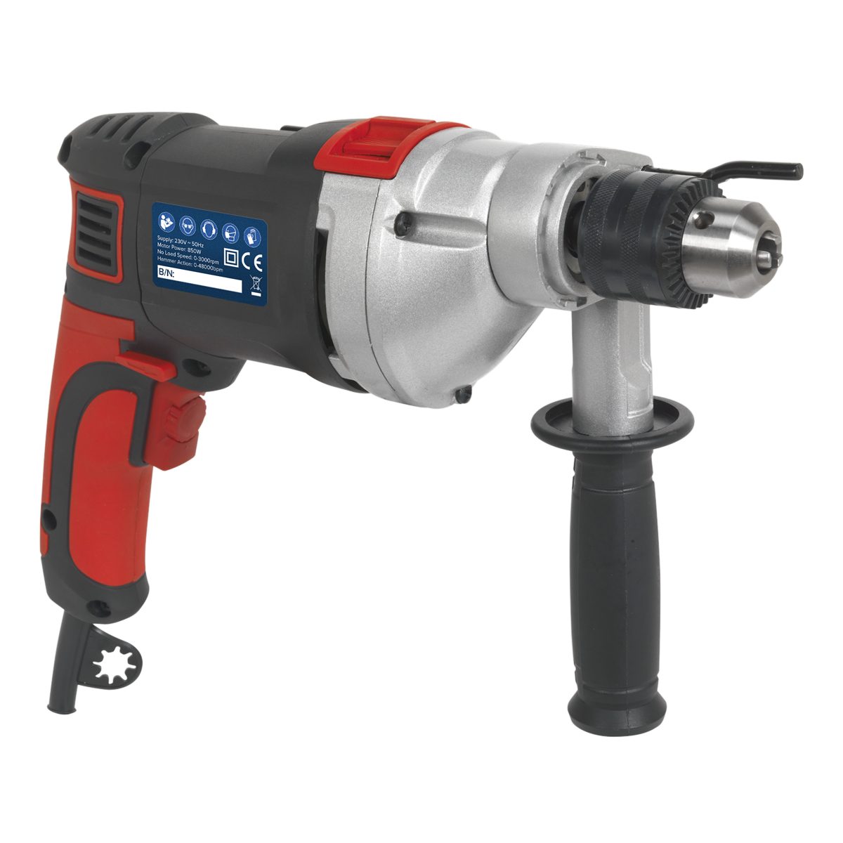 Sealey Ø13mm Variable Speed Hammer Drill with Reverse 850W SD800