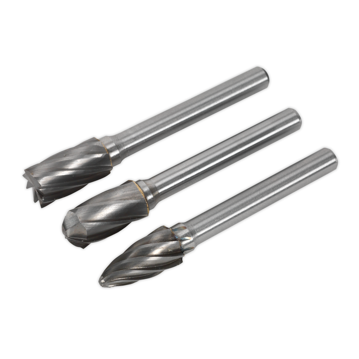 Sealey 3pc Tungsten Carbide Rotary Burr Set Ripper/Coarse SDBCK3
