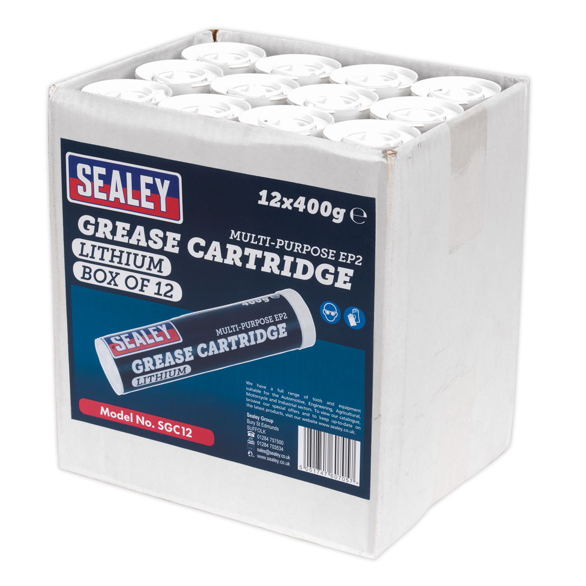 Sealey 400g EP2 Lithium Grease Cartridge - Pack of 12 SGC12