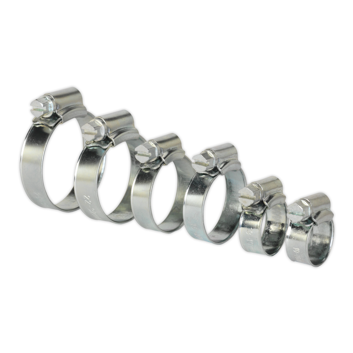 Sealey 30pc Zinc Plated Hose Clip Assortment Ø8-29mm SHCS1