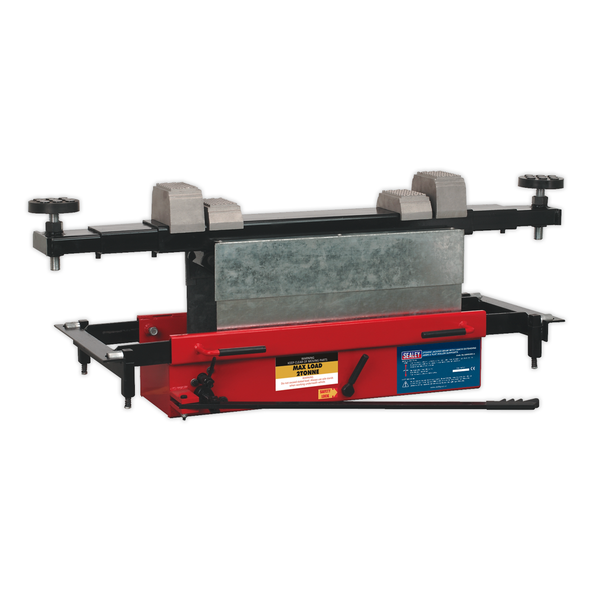 Sealey 2tonne Jacking Beam with 1.6m Extending Arms & Flat Roller Supports SJBEX200