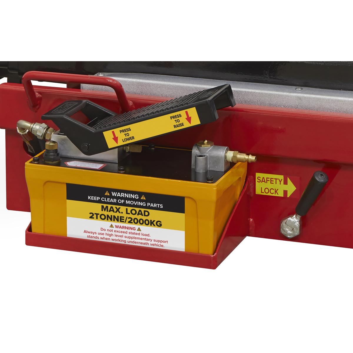 Sealey 2tonne Air Jacking Beam with 1.6m Extending Arms & Flat Roller Supports SJBEX200A
