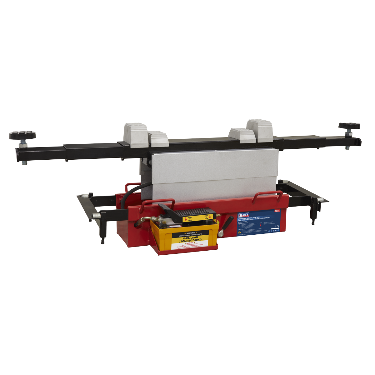 Sealey 2tonne Air Jacking Beam with 1.6m Extending Arms & Flat Roller Supports SJBEX200A