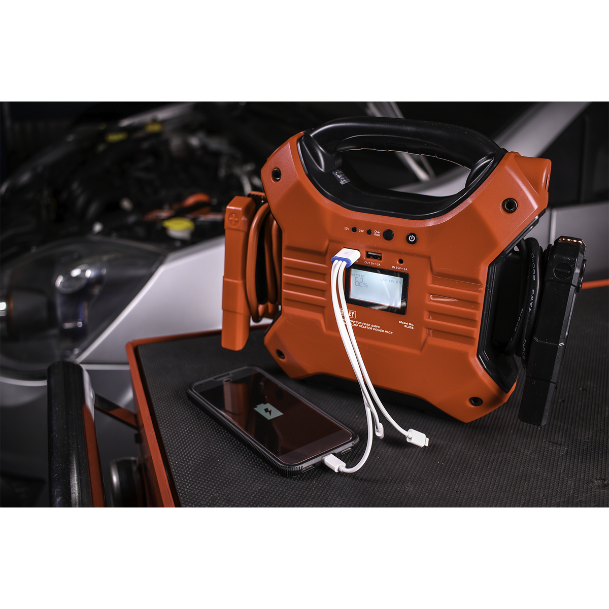 Sealey 1200/450A 12/24V Jump Starter Power Pack Lithium-ion Phosphate (LiFePo4) SL32S