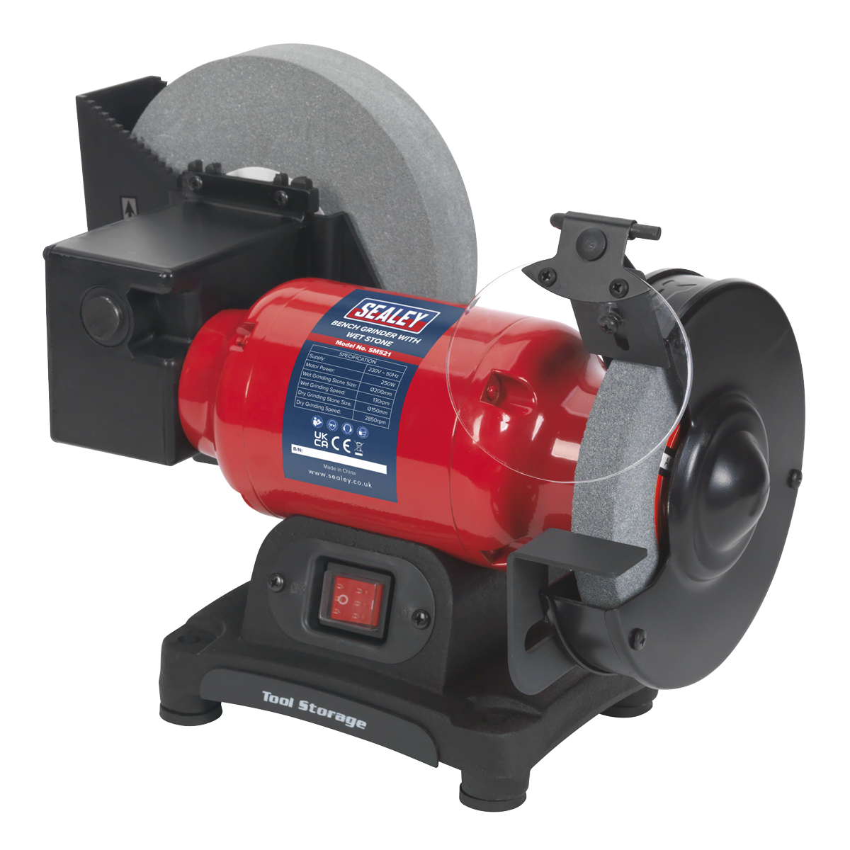 Sealey Ø150mm Bench Grinder with Ø200mm Wet Stone 250W SM521