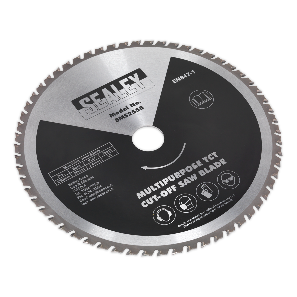 Sealey 60tpu Multipurpose Cut-Off Saw Blade Ø250 x 2.4mm/Ø30mm SMS255B