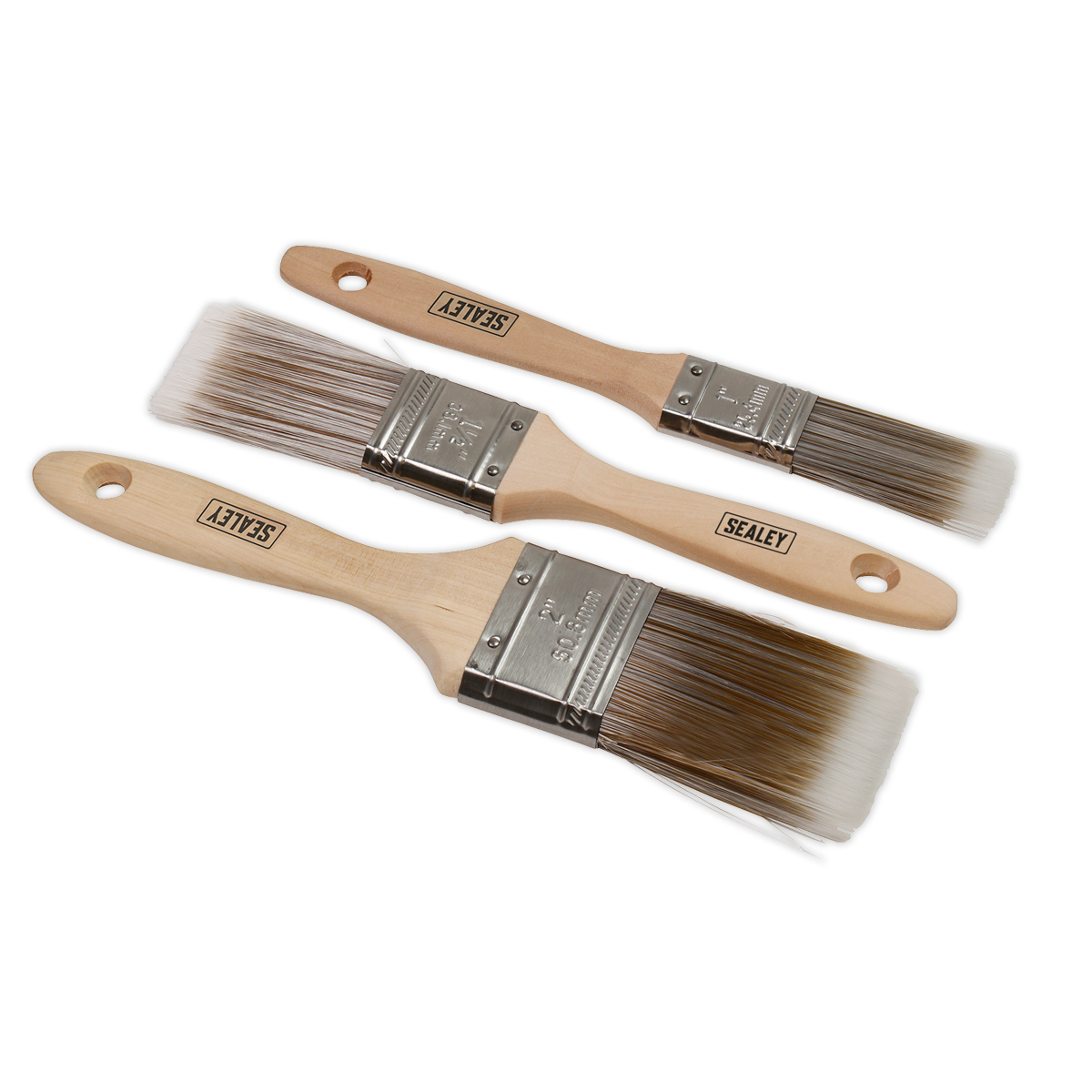 Sealey 3pc Wooden Handle Paint Brush Set SPBS3W