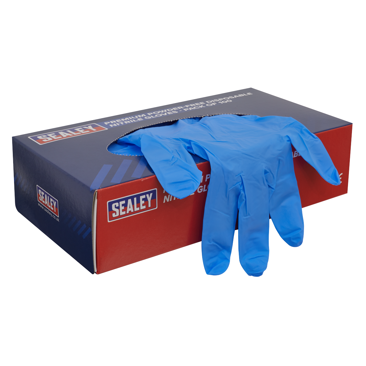Sealey Premium Powder-Free Disposable Nitrile Gloves - Large - Pack of 100 SSP55L