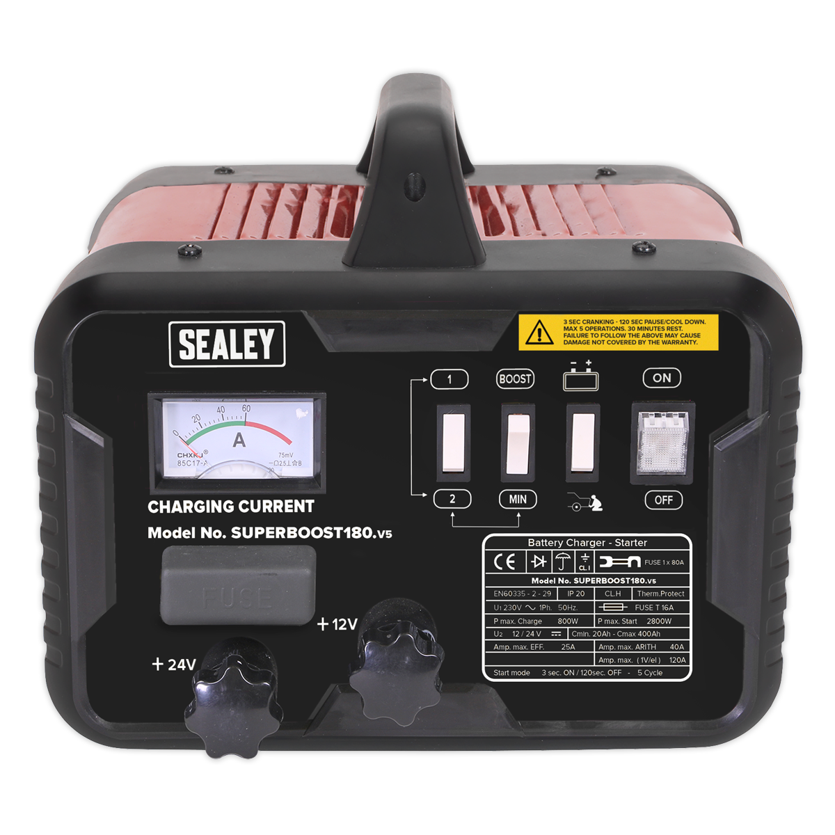 Sealey 180/40A 12/24V Starter/Charger SUPERBOOST180
