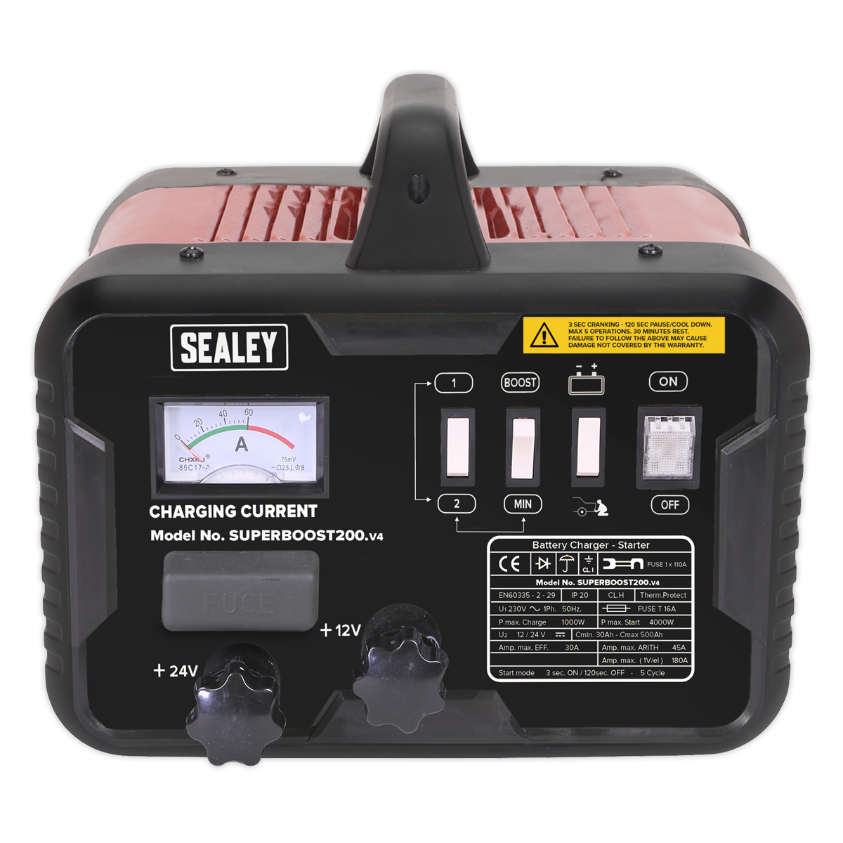 Sealey 200/45A 12/24V Starter/Charger SUPERBOOST200
