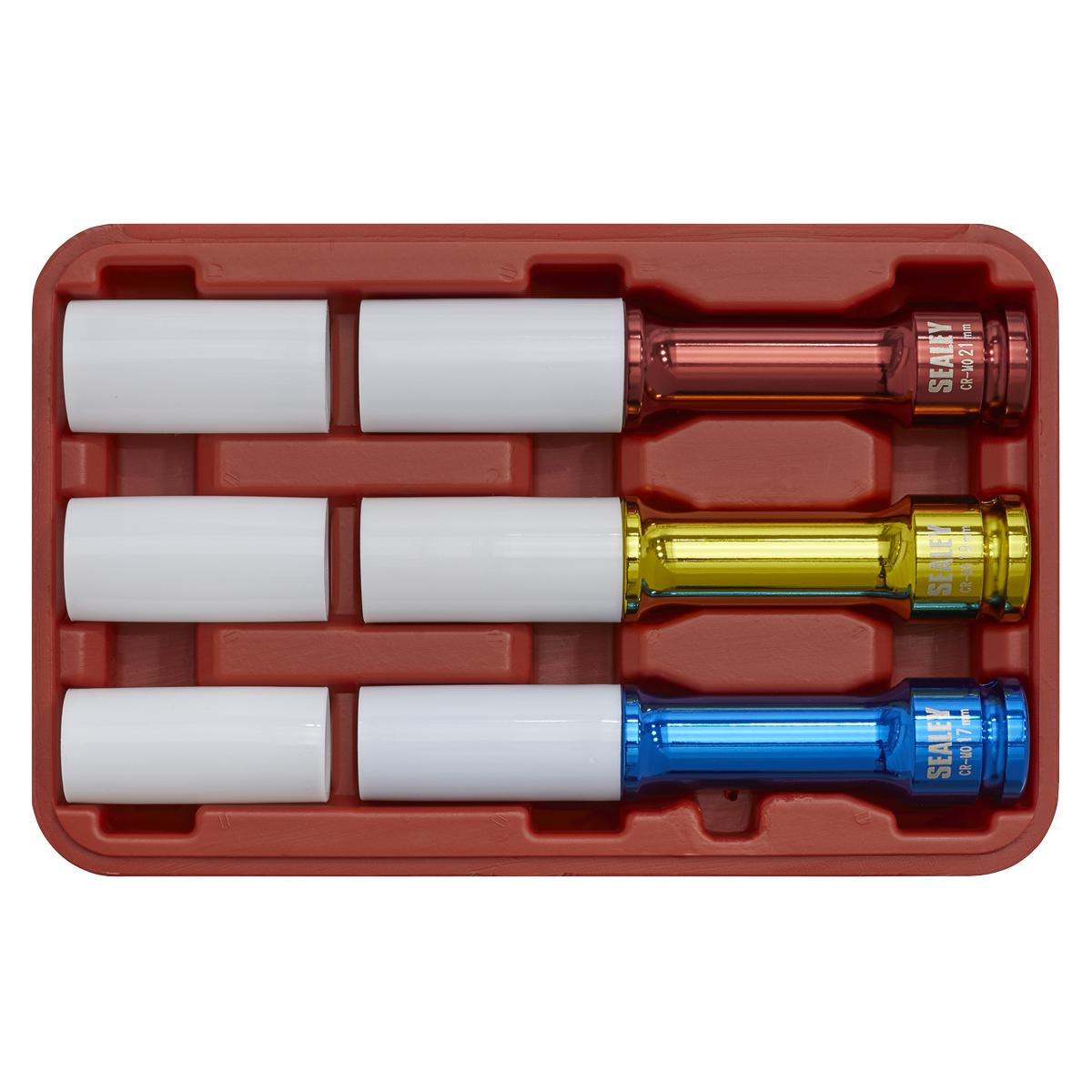 Sealey 3pc 1/2"Sq Drive Alloy Wheel Long Reach Impact Socket Set SX031D