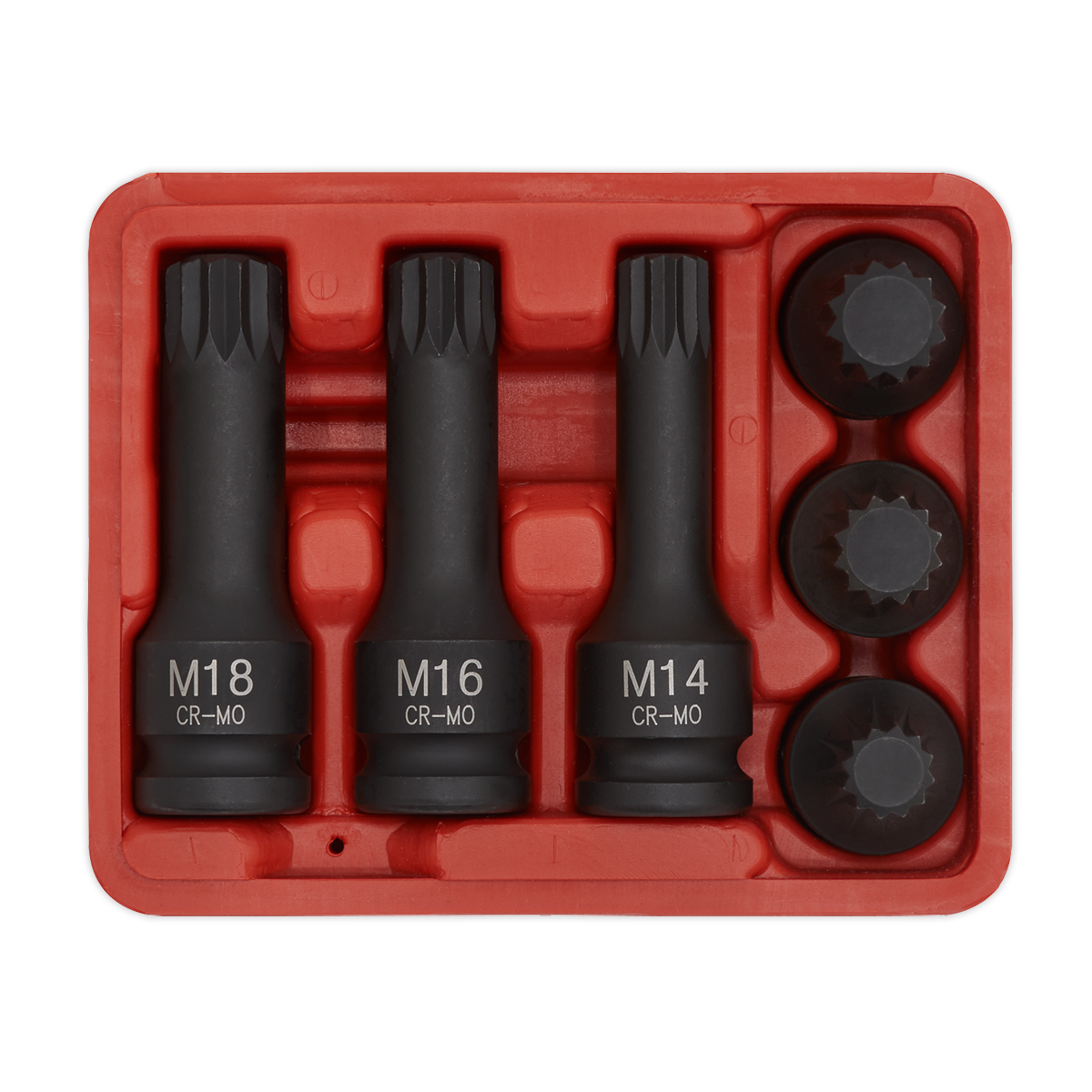 Sealey 6pc 1/2"Sq Drive Impact Spline Socket Bit Set SX052