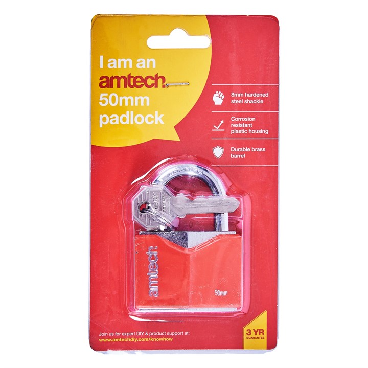 Amtech 50mm Rhombic chrome plated iron padlock T0705