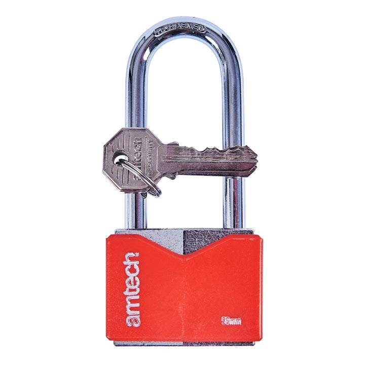 Amtech 50mm Long shackle rhombic chrome plated iron padlock T0708