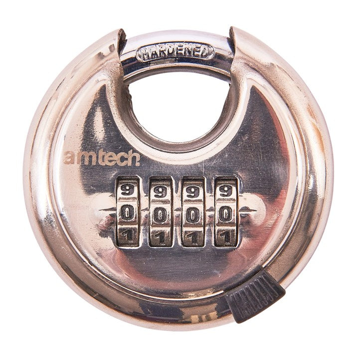 Amtech 70mm 4 Digit stainless steel combination padlock T1146