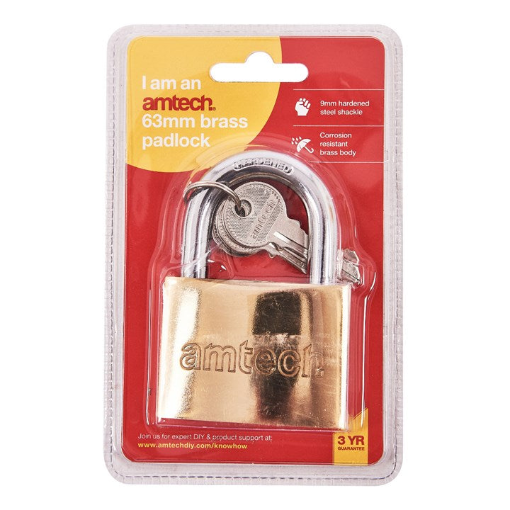 Amtech 63mm Brass padlock T1400C