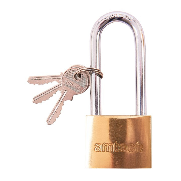 Amtech 50mm Long shackle brass padlock T1600C