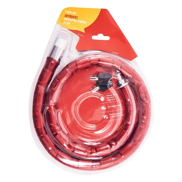 Amtech 100cm (40") x 25mm (1") security cable lock T1850