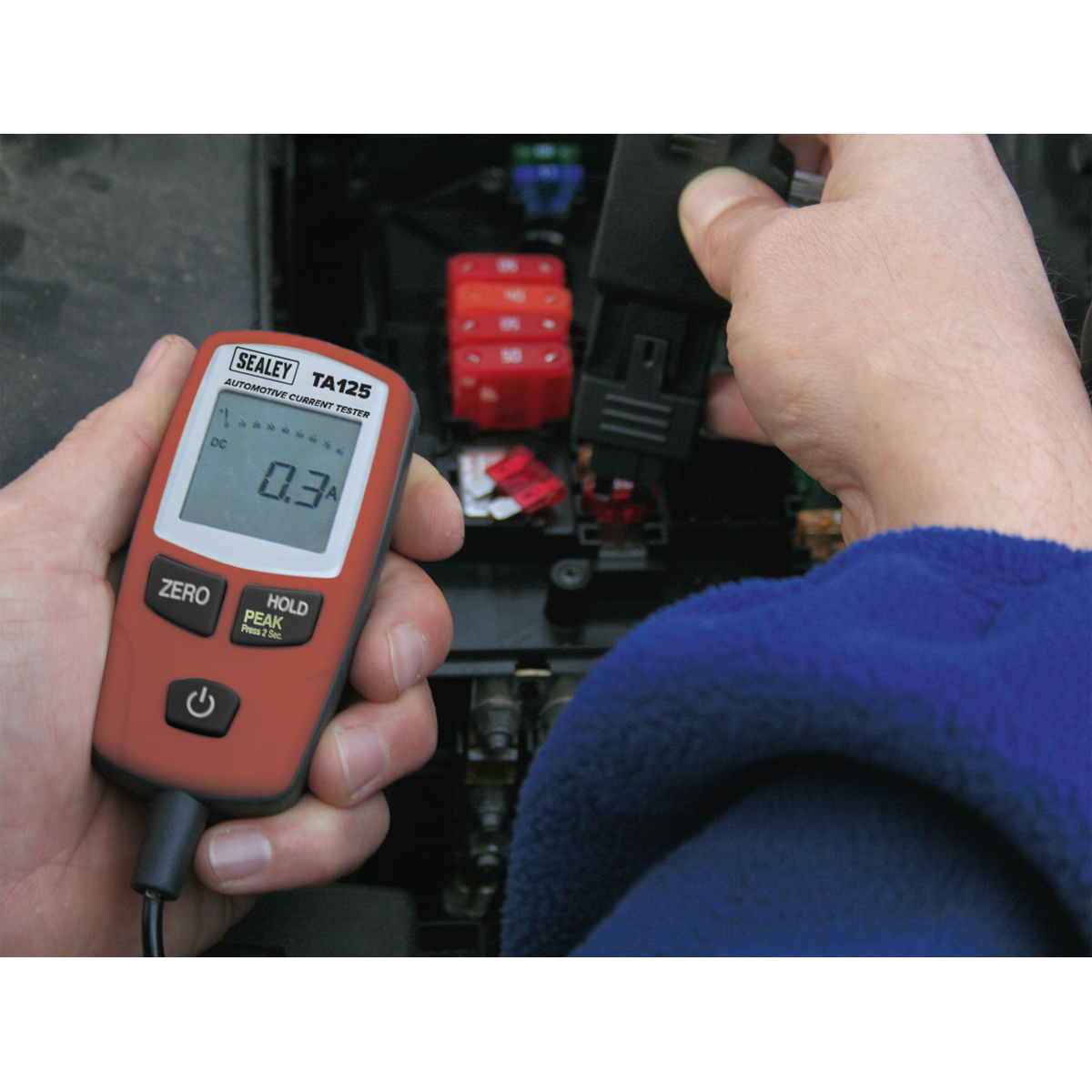 Sealey 80A Automotive Current Tester - Mini, Standard & Maxi Blade Fuses TA125