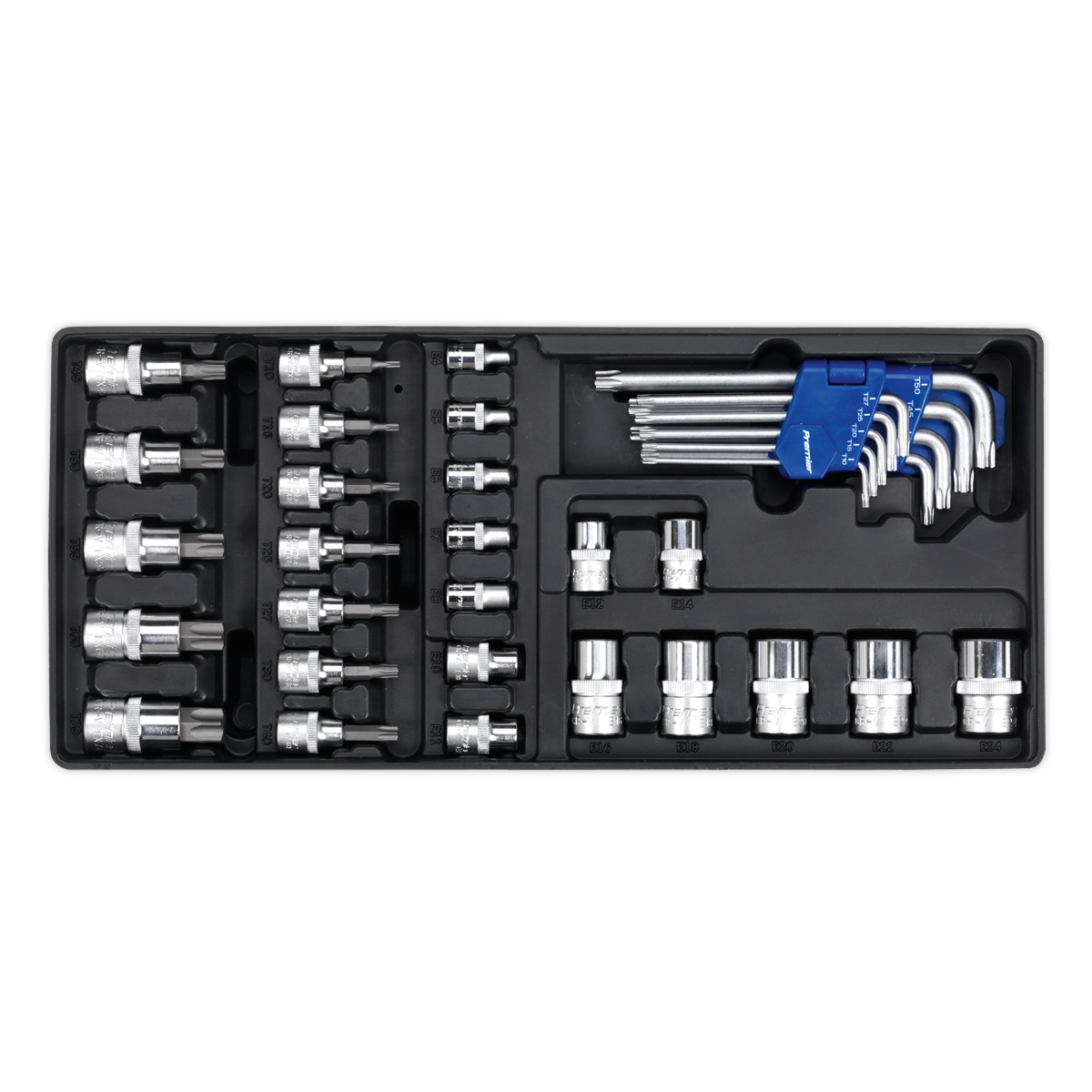 Sealey 35pc TRX-Star* Key, Socket Bit & Socket Set with Tool Tray TBT08