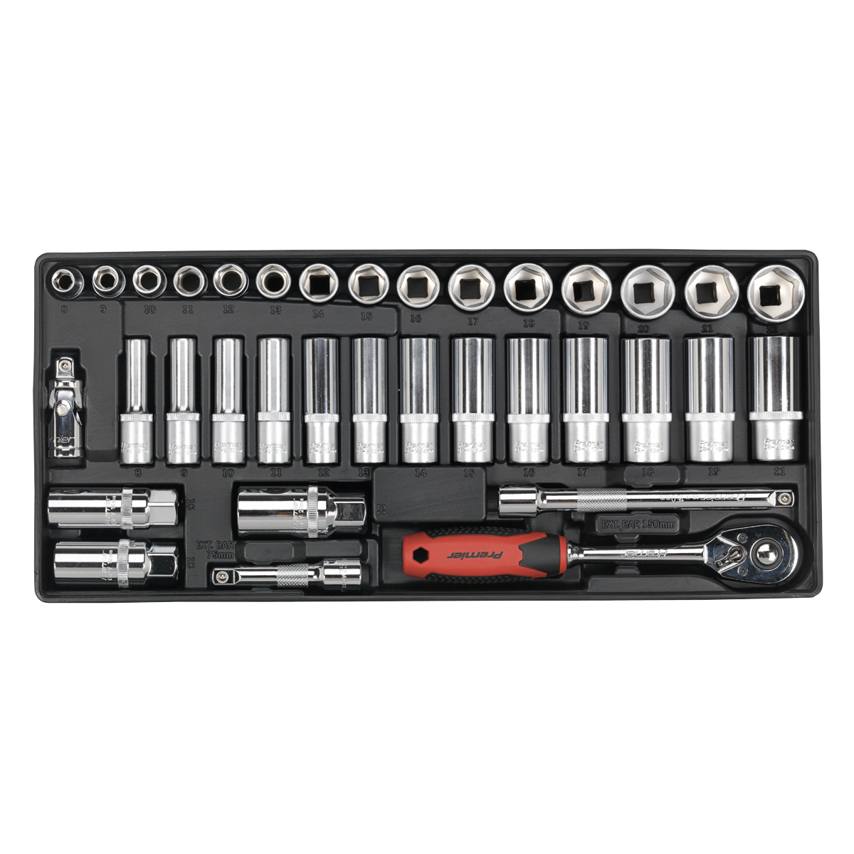 Sealey 35pc 3/8"Sq Drive Socket Set with Tool Tray TBT34