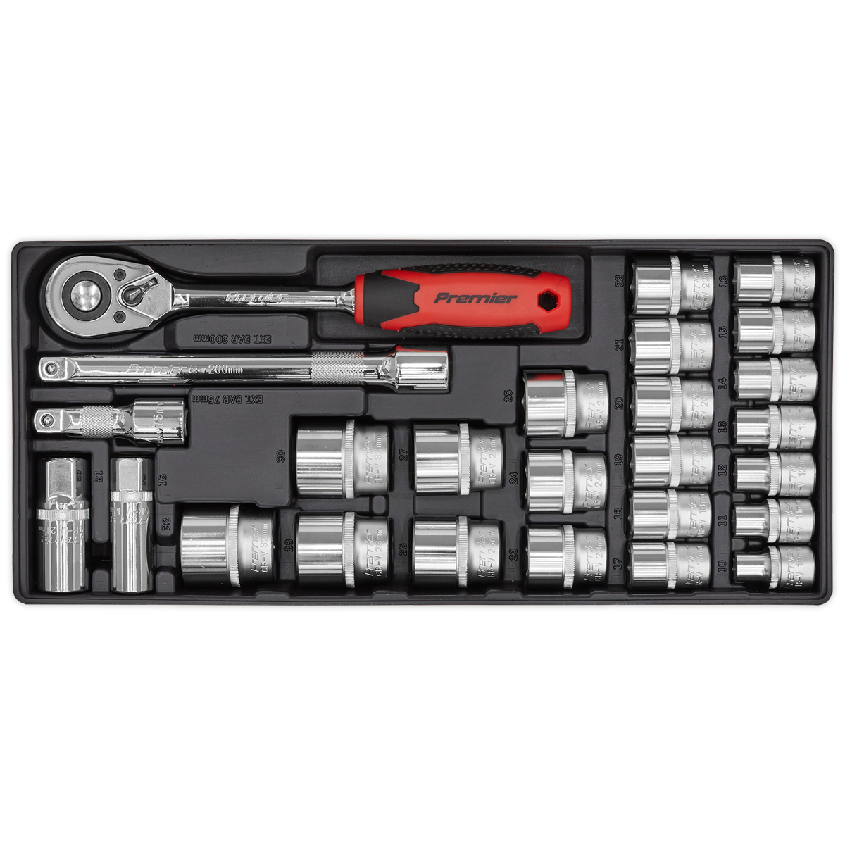 Sealey 26pc 1/2"Sq Drive Socket Set with Tool Tray TBT35