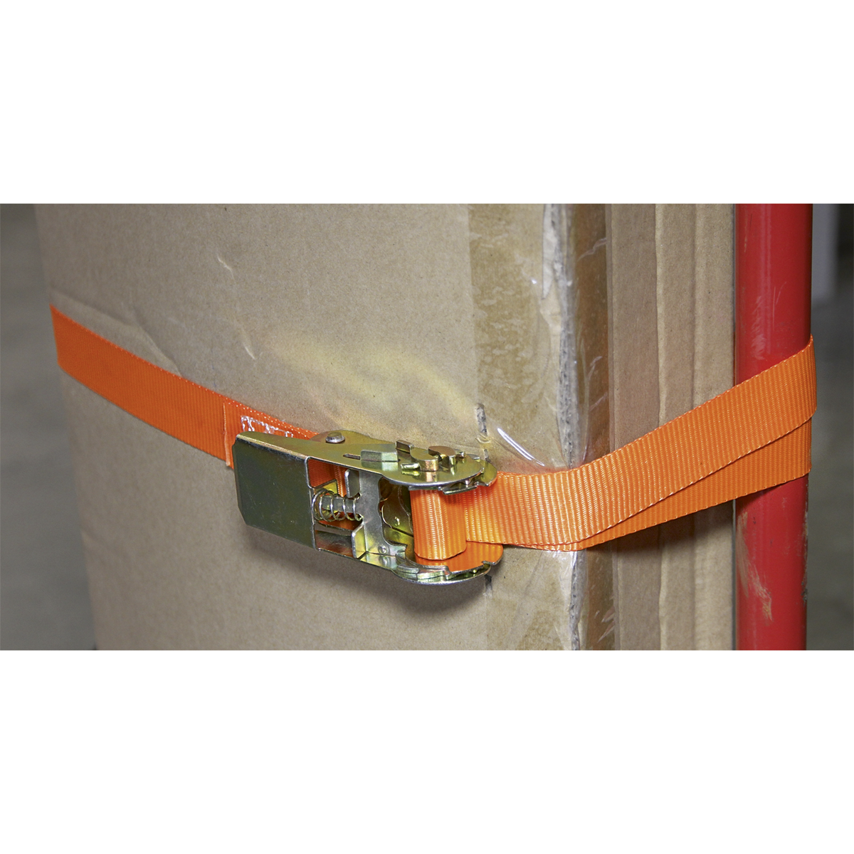 Sealey 25mm x 4.5m Self-Securing Ratchet Tie Down 500kg Breaking Strength - Pair TD05045E