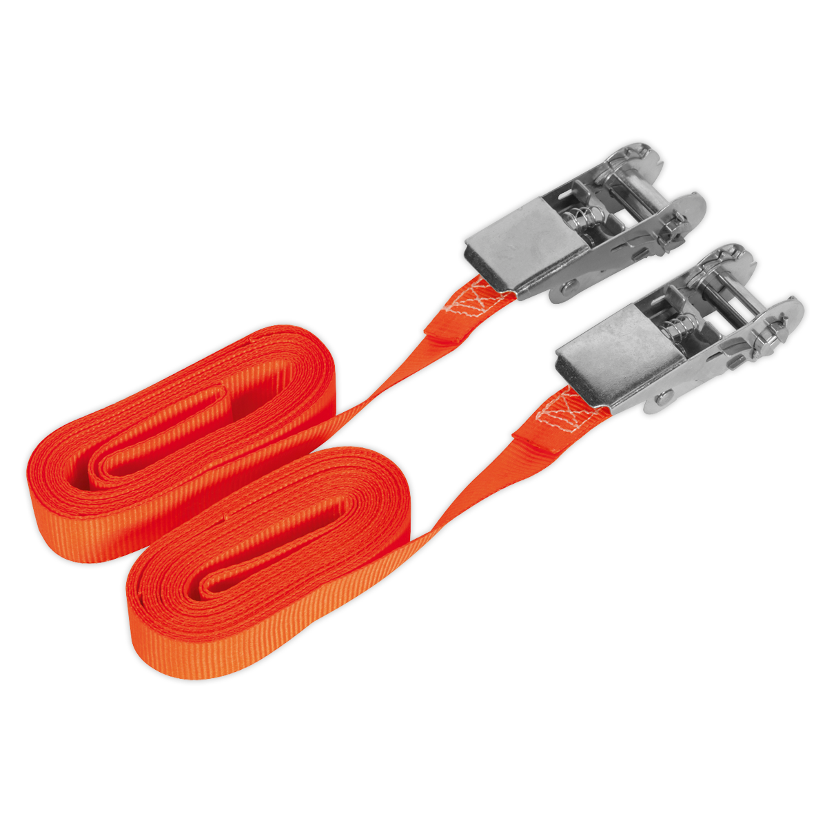 Sealey 25mm x 4.5m Self-Securing Ratchet Tie Down 500kg Breaking Strength - Pair TD05045E